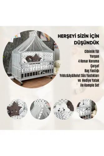 Yog'och Mdf Ona Yoni Beshik, 60x120 4 Qavatli Lak - BABY (1)