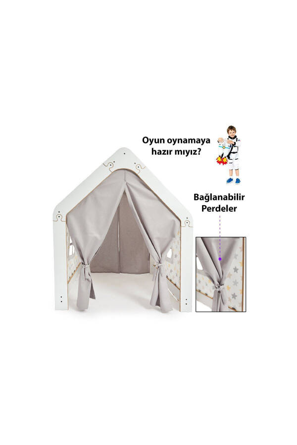 Yog'och Montessori bolalar o'yin chodir uyi Qizil terili o'yinchoq oq sariq - 11