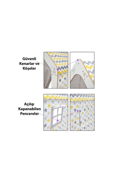 Yog'och Montessori bolalar o'yin chodir uyi Qizil terili o'yinchoq oq sariq - 4