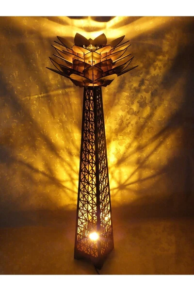 Yog'och uy dekoratsiyasi tungi chiroq lotos gul poydevorli lampader - 3