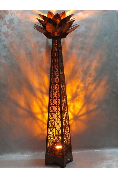 Yog'och uy dekoratsiyasi tungi chiroq lotos gul poydevorli lampader - 5