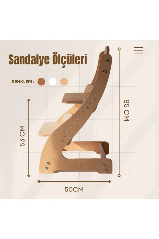 Yog'ochdan yasalgan sozlanishi mumkin bo'lgan ovqatlanish stul - 1