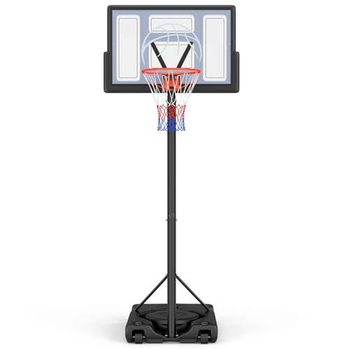 Yohood Basketball Hoop Outdoor 10ft Adjustable, Portable Basketball Hoop Goal System for Kids Youth and Adults in Backyard/Driveway/Indoor, 44 Inch Shatterproof Backboard and Larger Base - 1