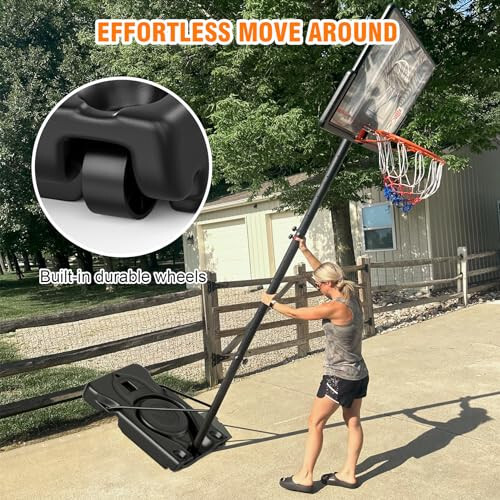 Yohood Basketball Hoop Outdoor 10ft Adjustable, Portable Basketball Hoop Goal System for Kids Youth and Adults in Backyard/Driveway/Indoor, 44 Inch Shatterproof Backboard and Larger Base - 6