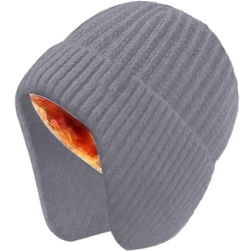 YOHTAS Winter Cozy Plush Beanie Hats for Men Women, Windproof Earflap Hat Warm Knit Cold Proof Ski Hunting Cycling Caps - 1