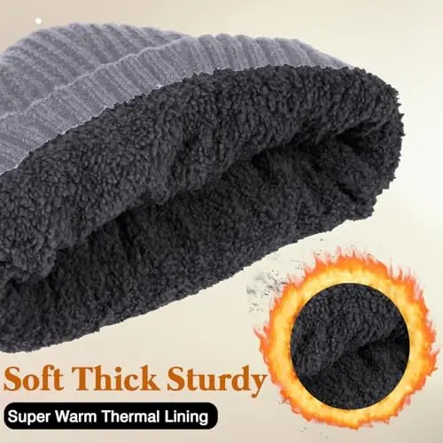 YOHTAS Winter Cozy Plush Beanie Hats for Men Women, Windproof Earflap Hat Warm Knit Cold Proof Ski Hunting Cycling Caps - 3