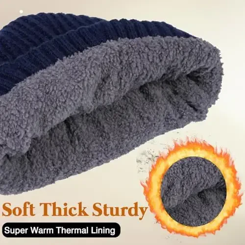 YOHTAS Kattalar uchun qishki qulay plush shapkalar erkaklar va ayollar uchun, shamol o'tkazmaydigan quloqli shapka issiq trikotaj sovuqdan himoya qiluvchi ov qilish velosiped kepkalari - 3