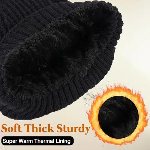 YOHTAS Winter Cozy Plush Beanie Hats for Men Women, Windproof Earflap Hat Warm Knit Cold Proof Ski Hunting Cycling Caps - 3
