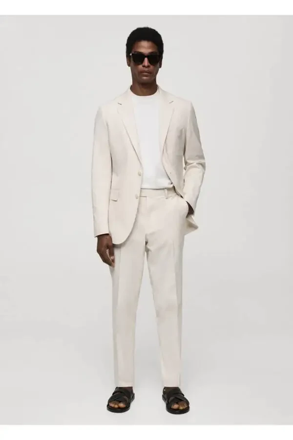 Yo'l-yo'lli gofreli paxta matoli Slim Fit shtanlar - 2