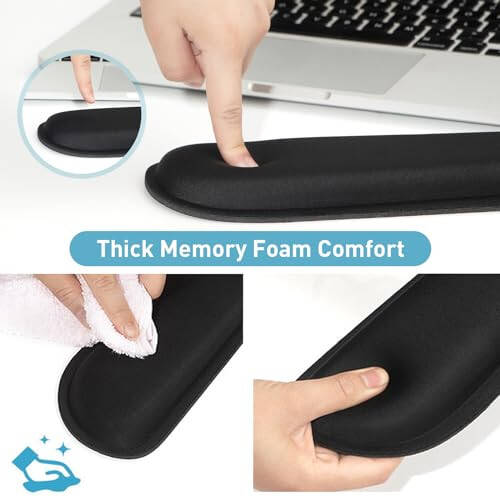 Yolanda Keyboard Wrist Rest Memory Foam, Easy Typing Pain Relief, Keyboard Mouse Pad Set for Computer, Laptop, Home & Office - 3