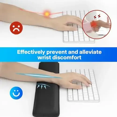 Yolanda Klavye Bilek Desteği/Pedi - Soğutma Jeli - Dikişli Kenarlar - Klavye Aksesuarı, Ergonomik, Siyah - 4