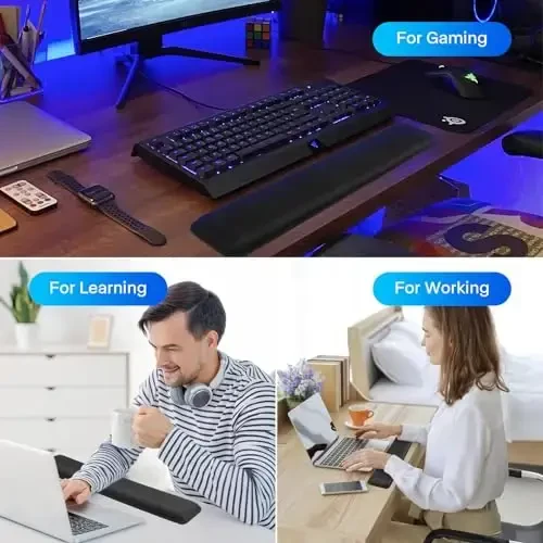 Yolanda Klavye Bilek Desteği/Pedi - Soğutma Jeli - Dikişli Kenarlar - Klavye Aksesuarı, Ergonomik, Siyah - 6