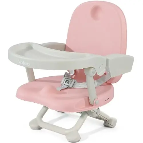 YOLEO Baby High Chair Booster Seat for Dining Table, Adjustable Height Travel Foldable High Chairs with Tray - 1