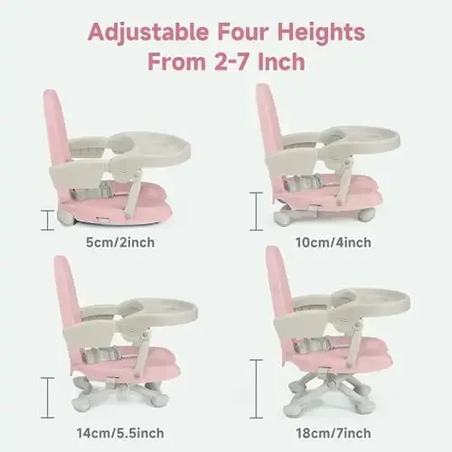 YOLEO Baby High Chair Booster Seat for Dining Table, Adjustable Height Travel Foldable High Chairs with Tray - 7