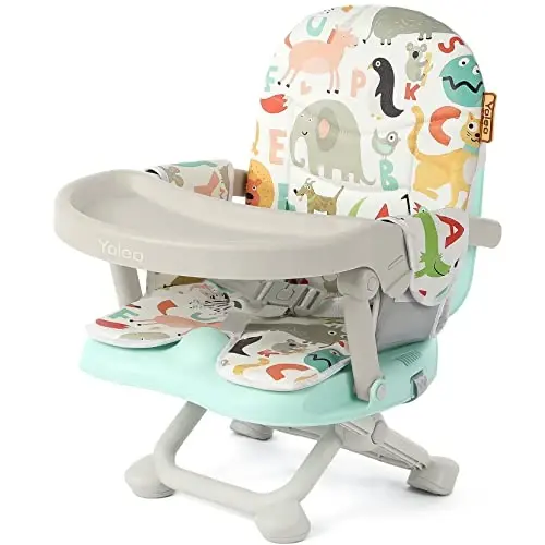 YOLEO Baby High Chair Booster Seat for Dining Table, Adjustable Height Travel Foldable High Chairs with Tray - 1