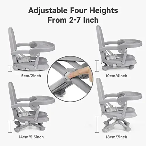 YOLEO Baby High Chair Booster Seat for Dining Table, Adjustable Height Travel Foldable High Chairs with Tray - 5