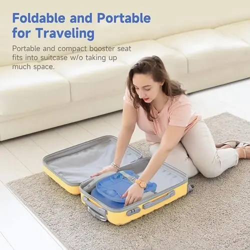 YOLEO Baby High Chair Booster Seat for Dining Table, Foldable High Chairs with Adjustable Heights, Travel Booster Seat with Removable Tray - 2