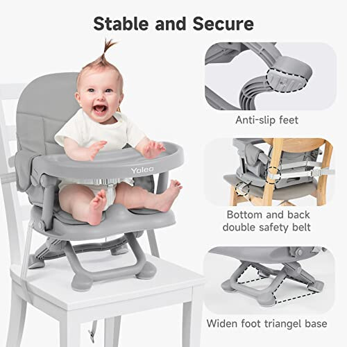 YOLEO Baby High Chair Booster Seat for Dining Table, Adjustable Height Travel Foldable High Chairs with Tray - 36
