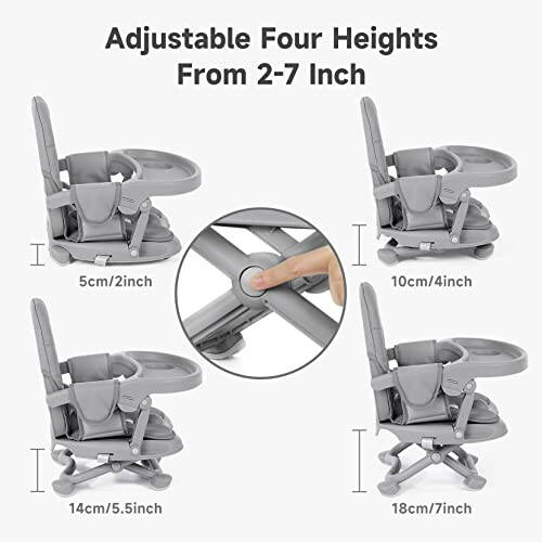 YOLEO Baby High Chair Booster Seat for Dining Table, Adjustable Height Travel Foldable High Chairs with Tray - 5