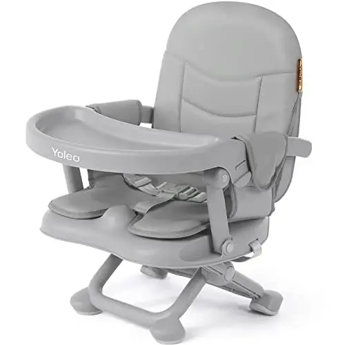 YOLEO High Chair for Toddlers Folding Compact Portable Booster Seat Babies/Kids Chair on Chair for Dining Table Camping (Grey) - 2