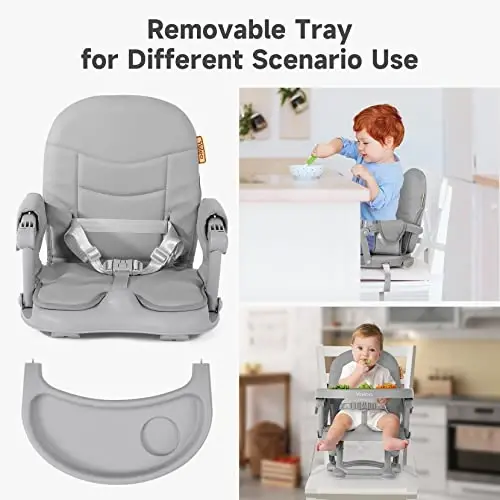 YOLEO High Chair for Toddlers Folding Compact Portable Booster Seat Babies/Kids Chair on Chair for Dining Table Camping (Grey) - 4