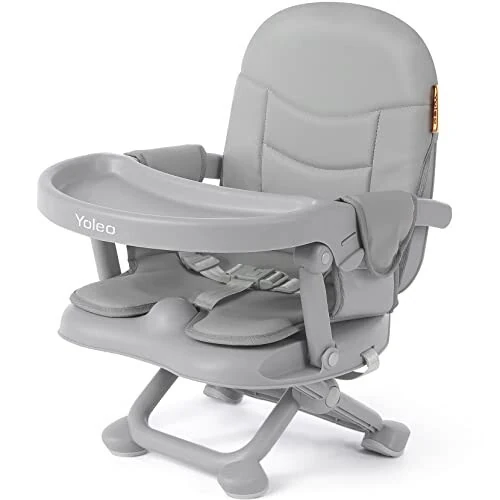 YOLEO High Chair for Toddlers Folding Compact Portable Booster Seat Babies/Kids Chair on Chair for Dining Table Camping (Grey) - 25