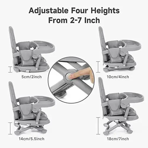 YOLEO High Chair for Toddlers Folding Compact Portable Booster Seat Babies/Kids Chair on Chair for Dining Table Camping (Grey) - 29