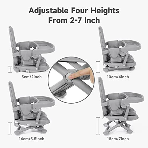 YOLEO High Chair for Toddlers Folding Compact Portable Booster Seat Babies/Kids Chair on Chair for Dining Table Camping (Grey) - 17