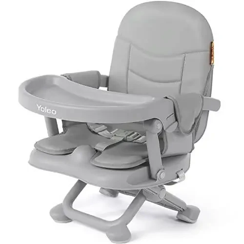 YOLEO High Chair for Toddlers Folding Compact Portable Booster Seat Babies/Kids Chair on Chair for Dining Table Camping (Grey) - 1