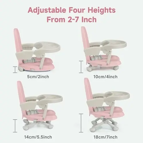YOLEO Baby High Chair Booster Seat for Dining Table, Adjustable Height Travel Foldable High Chairs with Tray - 7