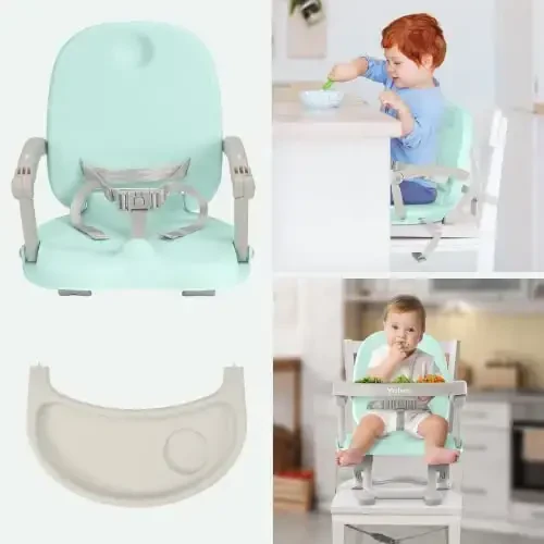 YOLEO Baby High Chair Booster Seat for Dining Table, Adjustable Height Travel Foldable High Chairs with Tray - 6