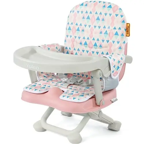 YOLEO Baby High Chair Booster Seat for Dining Table, Adjustable Height Travel Foldable High Chairs with Tray - 1