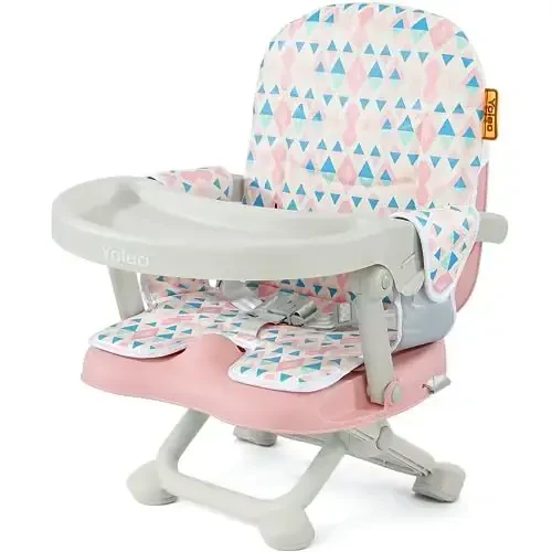 YOLEO Baby High Chair Booster Seat for Dining Table, Adjustable Height Travel Foldable High Chairs with Tray 