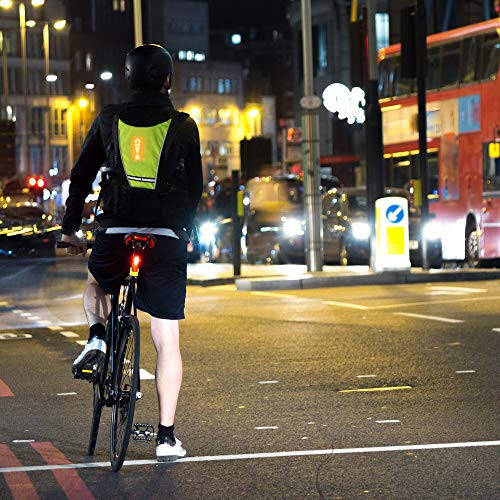 LED Turn Signal Safety Vest with Direction Indicator, USB Charging & Adjustable Bike Pack Accessory Guiding Light for Night Running Walking Cycling Gear - LED Glowing Reflective Backpack - 3