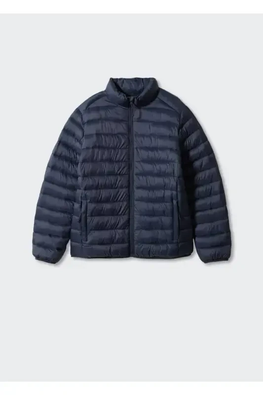 Yon tomondan fermuarli kapitone anorak - To'q ko'k - 3