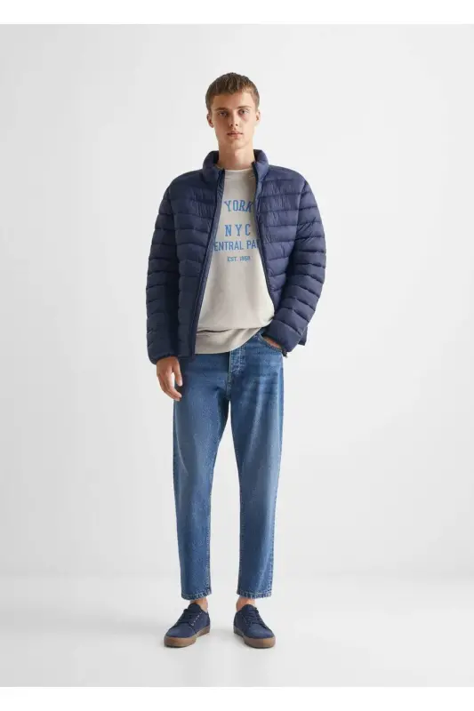 Yon tomondan fermuarli kapitone anorak - To'q ko'k - 2
