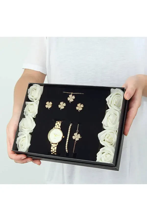 Yonca Kolye Küpe Bileklik Yüzük Saat Hediye Set - Ps216300tr - 2