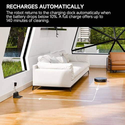 YONNDER R1 Robot Vacuum Cleaner - 3200Pa Powerful Suction, Tangle-Free, 140min Runtime, Scheduled Cleaning, Remote/APP/Alexa Voice Control, 600mL Dustbin for Pet Hair, Home, Carpet, Hard Floor - 6