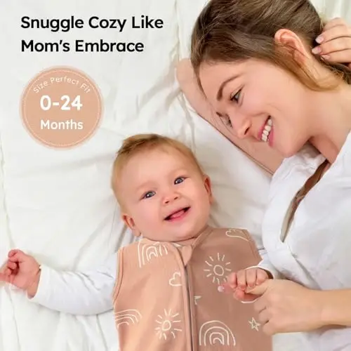 Yoofoss Baby Sleep Sack 0-6 Months 0.5 TOG Baby Wearable Blanket, 100% Organic Cotton Infant Toddler Sleeping Sack 2-Way Zipper Lightweight Sleep Sack, Grizzly - 4