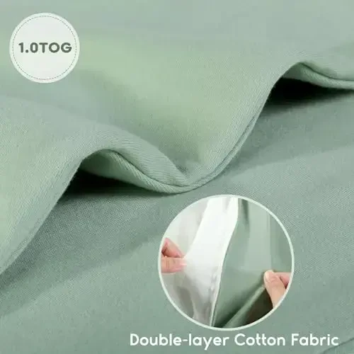 Yoofoss Baby Sleep Sack 0-6 Months TOG 1.0 Baby Wearable Blanket, 2 Pack 100% Organic Cotton Infant Toddler Sleeping Sack 2-Way Zipper Lightweight Sleep Sack - 3
