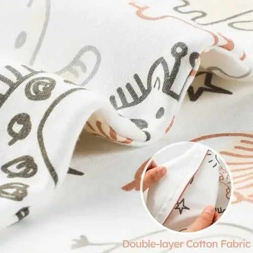 Yoofoss Baby Sleep Sack 0-6 Months TOG 1.0 Baby Wearable Blanket, 2 Pack 100% Organic Cotton Infant Toddler Sleeping Sack 2-Way Zipper Lightweight Sleep Sack - 3