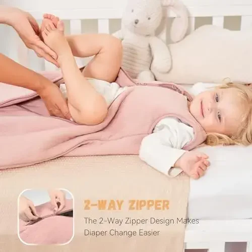 Yoofoss Baby Sleep Sack 0-6 Months TOG 2.5 Winter Baby Wearable Blanket, 100% Organic Cotton Infant Sleeping Sack 2-Way Zipper Warm Quilted Sleep Sack - 3
