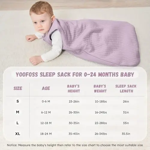Yoofoss Baby Sleep Sack 12-18 Months TOG 2.5 Winter Baby Wearable Blanket | 100% Organic Cotton Toddler Sleeping Sack 2-Way Zipper Warm Quilted Sleep Sack 