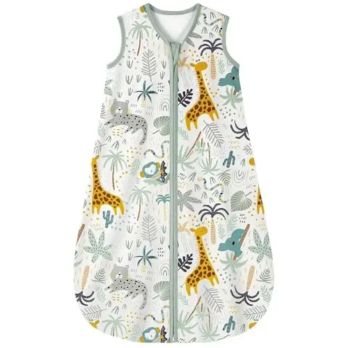 Yoofoss Baby Sleep Sack 12-18 Months 0.5 TOG Baby Wearable Blanket, 100% Organic Cotton Infant Toddler Sleeping Sack 2-Way Zipper Lightweight Sleep Sack, Giraffe 