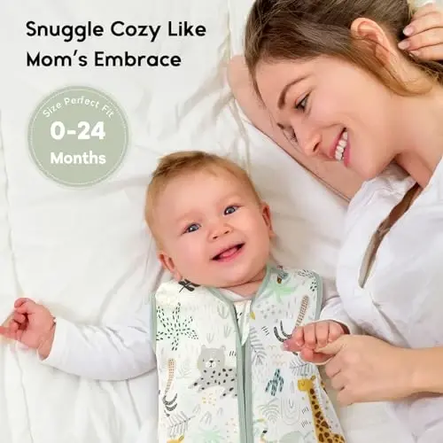 Yoofoss Baby Sleep Sack 12-18 Months 0.5 TOG Baby Wearable Blanket, 100% Organic Cotton Infant Toddler Sleeping Sack 2-Way Zipper Lightweight Sleep Sack, Giraffe - 5