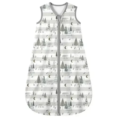 Yoofoss Baby Sleep Sack 12-18 Months 0.5 TOG Baby Wearable Blanket, 100% Organic Cotton Infant Toddler Sleeping Sack 2-Way Zipper Lightweight Sleep Sack, Grizzly 