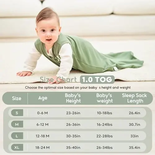 Yoofoss Baby Sleep Sack 12-18 Months TOG 1.0 Baby Wearable Blanket, 2 Pack 100% Organic Cotton Infant Toddler Sleeping Sack 2-Way Zipper Lightweight Sleep Sack - 5