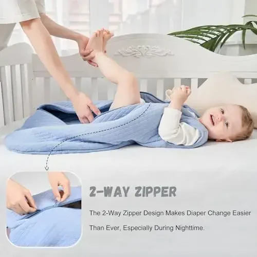 Yoofoss Baby Sleep Sack 12-18 Months TOG 2.5 Winter Baby Wearable Blanket, 100% Organic Cotton Toddler Sleeping Sack 2-Way Zipper Warm Quilted Sleep Sack - 4