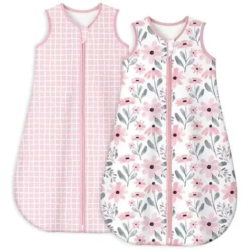 Yoofoss Baby Sleep Sack 18-24 Months TOG 1.0 Baby Wearable Blanket, 2 Pack 100% Organic Cotton Infant Toddler Sleeping Sack 2-Way Zipper Lightweight Sleep Sack 