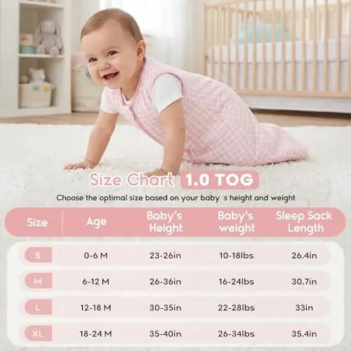 Yoofoss Baby Sleep Sack 18-24 Months TOG 1.0 Baby Wearable Blanket, 2 Pack 100% Organic Cotton Infant Toddler Sleeping Sack 2-Way Zipper Lightweight Sleep Sack - 5